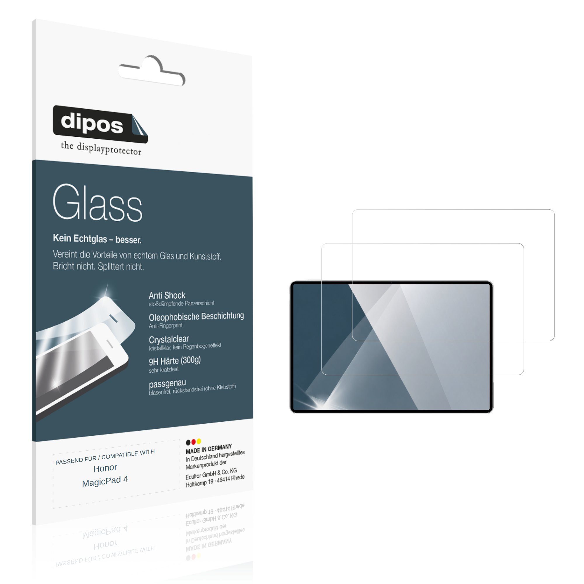 dipos Displayschutzfolie Schutzfolie für Honor MagicPad 4, 2 Stück, Displayschutz Schutz Folie Made in Germany
