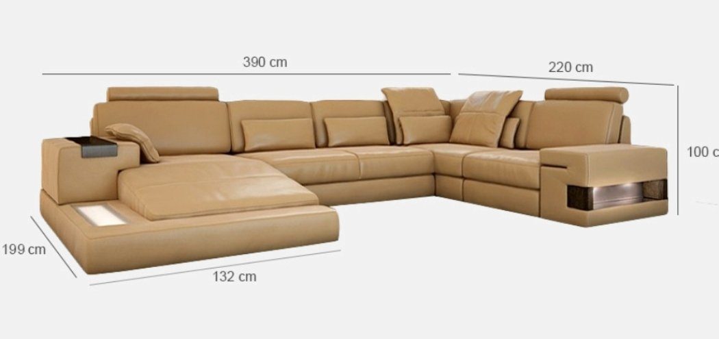 Couch Sofa Design Ecksofa, Big Wohnlandschaft XXL Ledersofa Bellini Polster JVmoebel