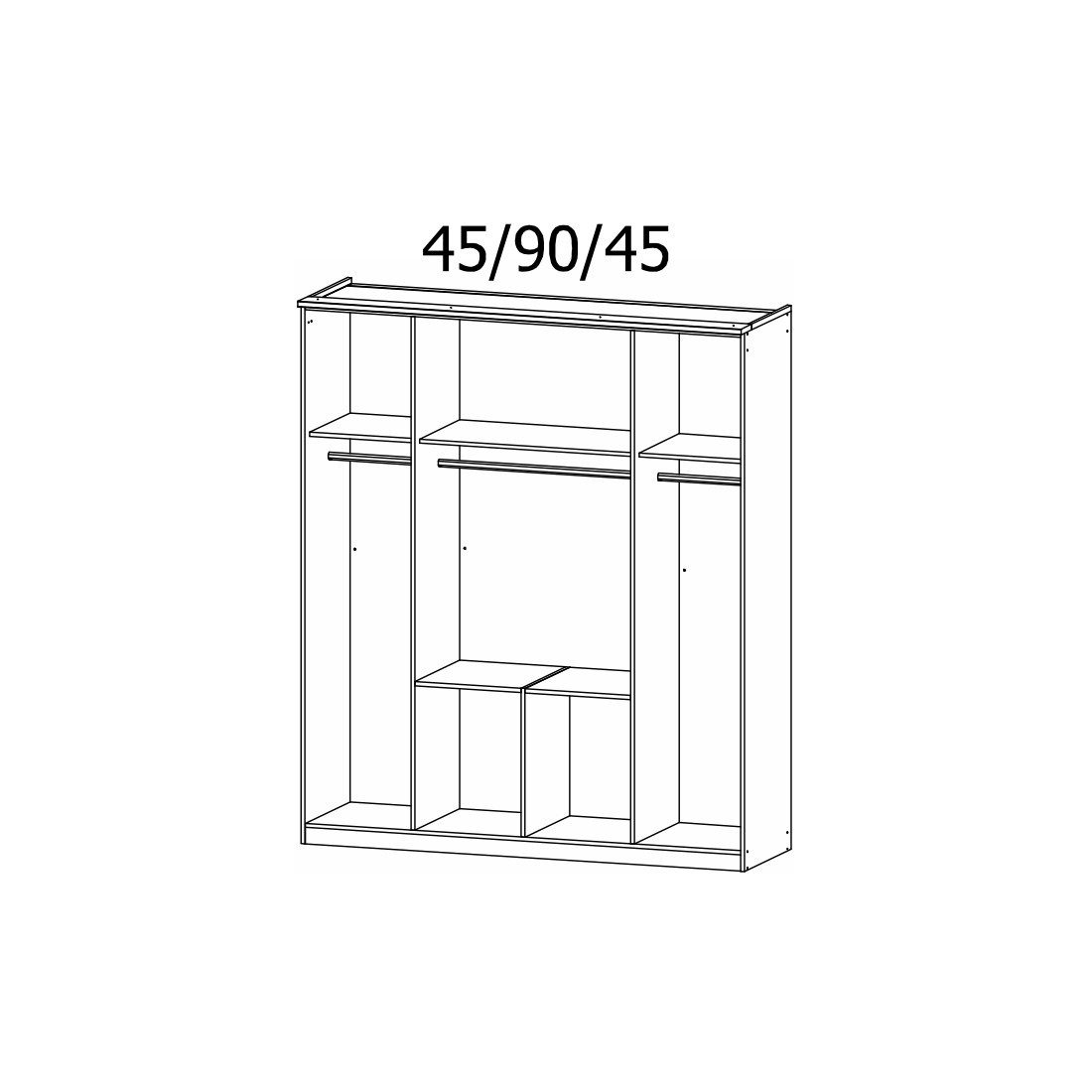 möbel-direkt.de Komplettschlafzimmer Burano in Eiche und Grau, (Komplett-Set, 4-tlg., mit verschiedenen Schrankvarianten wählbar), Made in Germany, mit Spiegeltüren