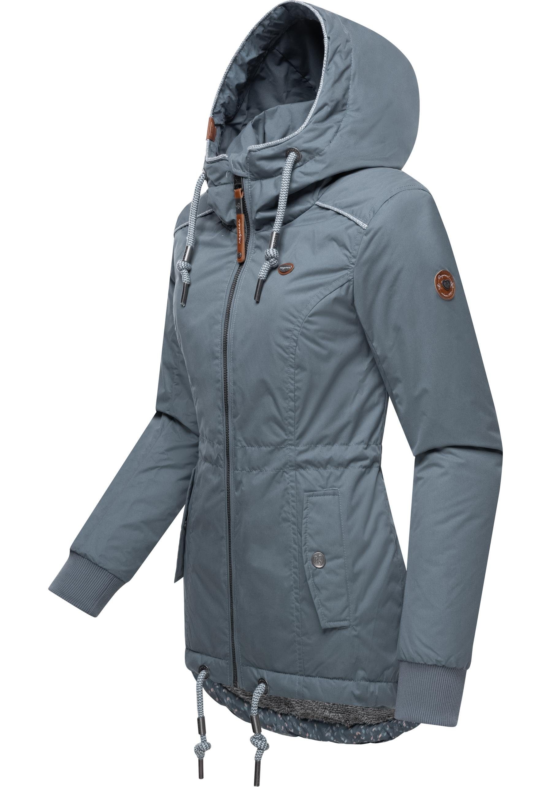 Winterjacke Winter YM-Danka kieselgrau Outdoorjacke stylische Kapuze mit Ragwear