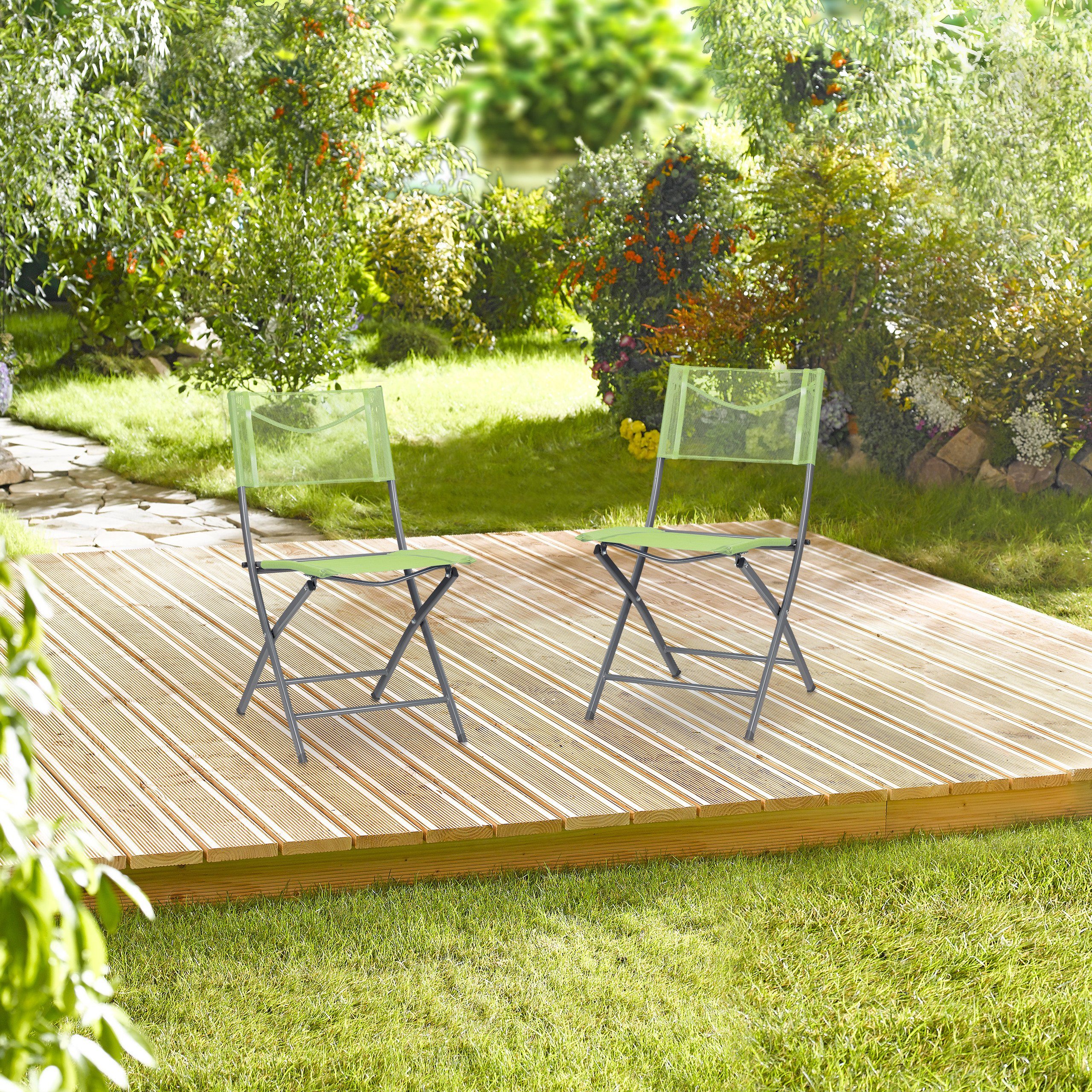 2er Klappstuhl relaxdays Gartenstuhl grün Klappbarer Set