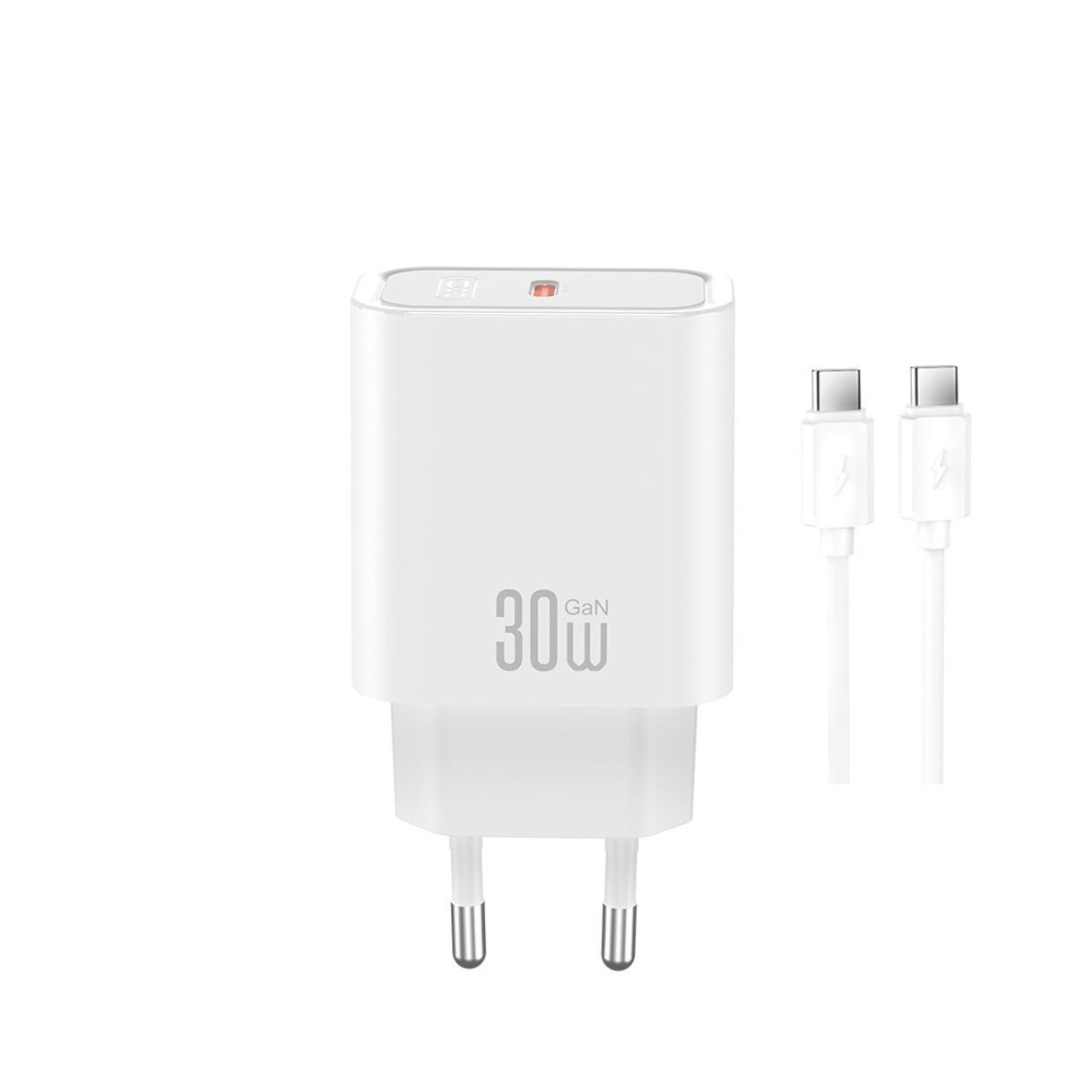 XO XO Wandladegerät CE41 PD 30W 1x USB-C weiß + Kabel USB-C - USB-C Smartphone-Ladegerät
