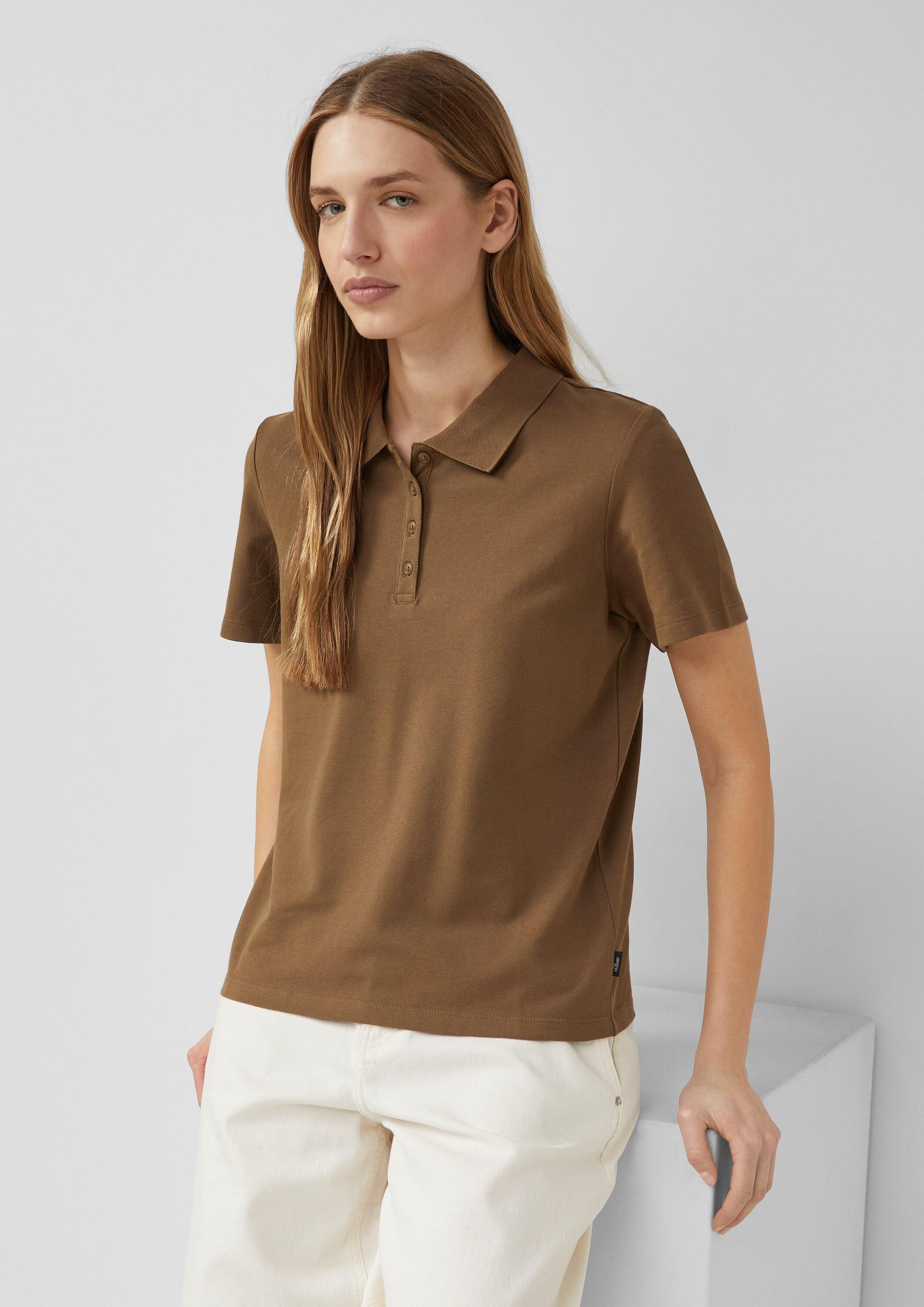 s.Oliver Kurzarmshirt Polo-Shirt Polo-Shirt aus Baumwoll-Piqué