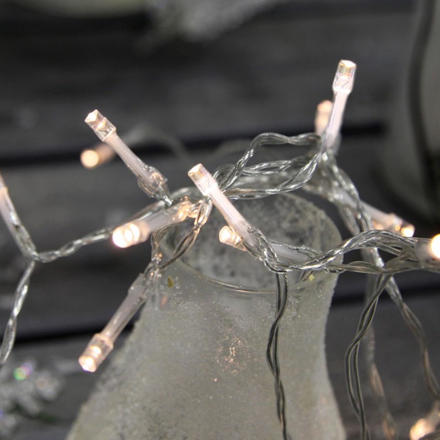 MARELIDA LED-Lichterkette LED Lichterkette Batterie Timer für Innen Außen 10LED 1,5m transparent, 10-flammig