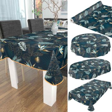 ANRO Tischdecke Tischdecke Wachstuch Blumen Grün Robust Wasserabweisend Breite 140 cm, Glatt