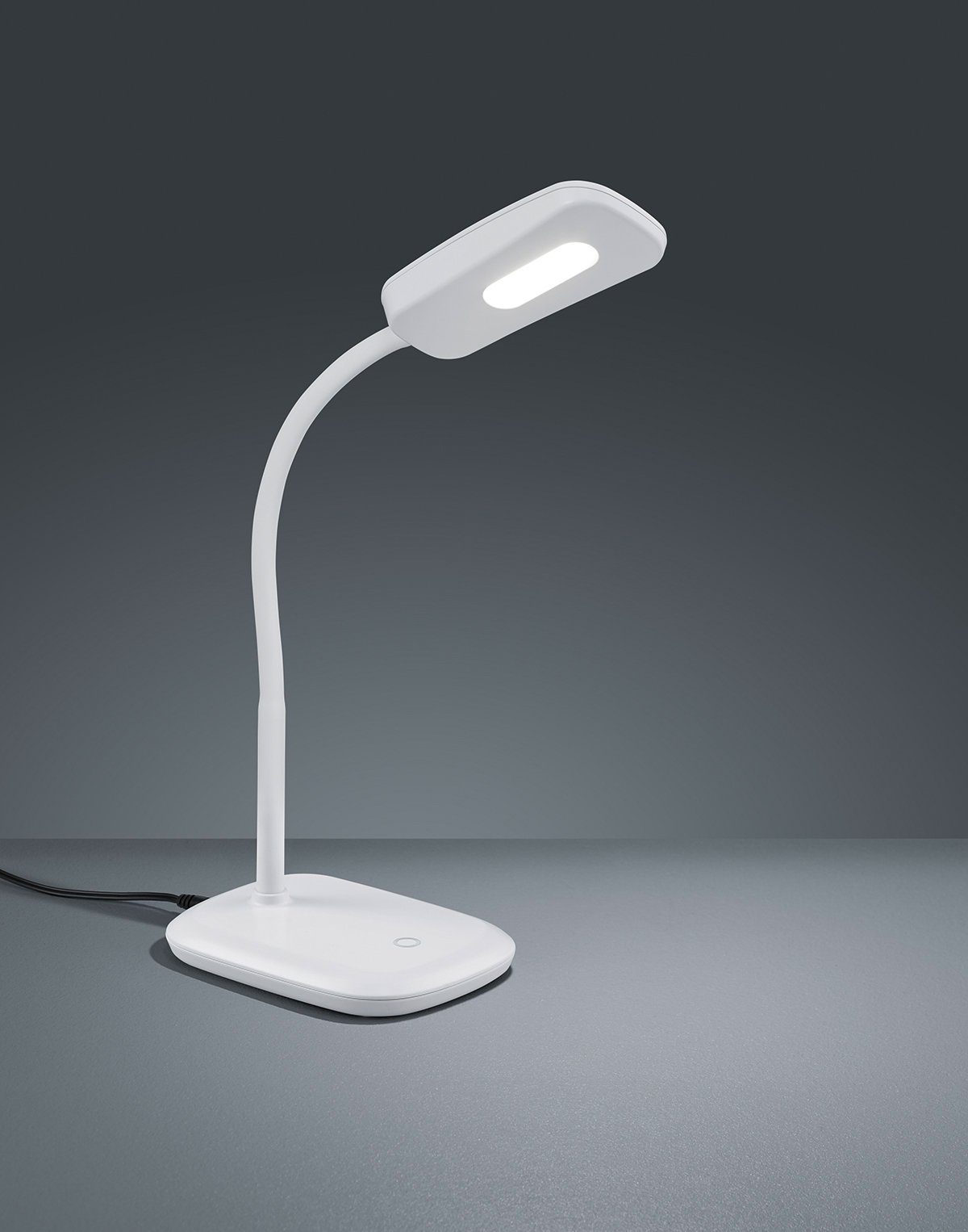 TRIO Leuchten LED Tischleuchte Boa, LED fest integriert, Warmweiß,  Schreibtischlampe, weiß, Touch Dimmer, warmweiß, verstellbarer Flexarm