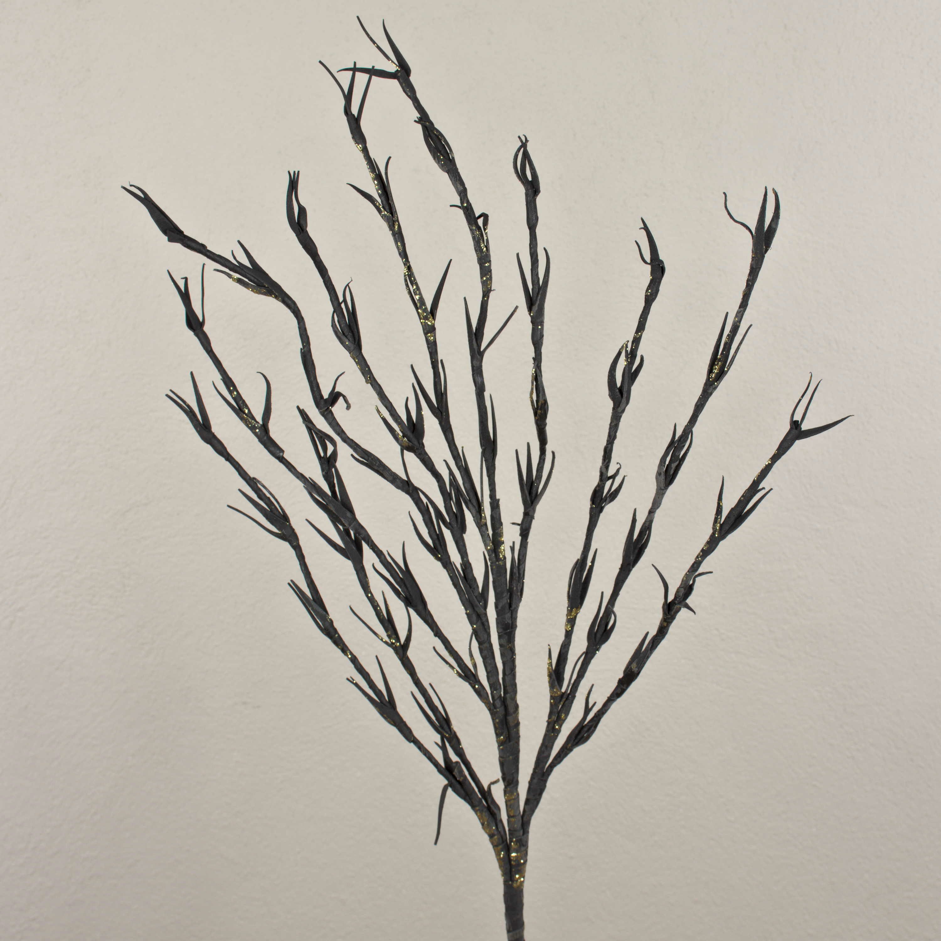 Kunstzweig Schaumstoff Korallenzweig NAJIM mit Glitzer, schwarz, 115cm, artplants