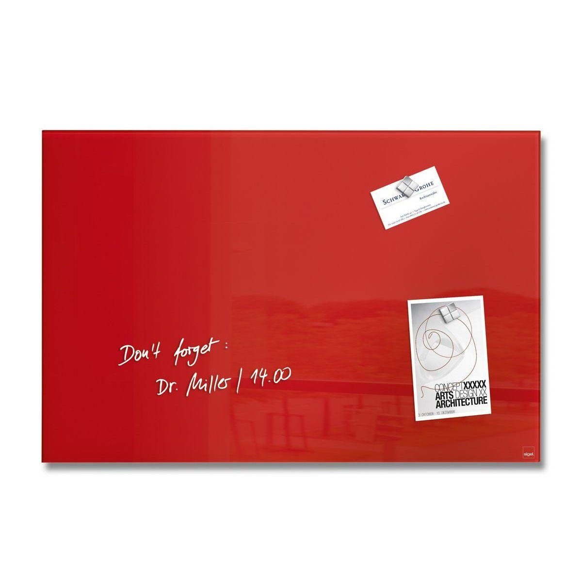 Sigel Magnettafel 1 Glas-Magnettafel ARTVERUM 60x40cm - rot, (1-tlg)