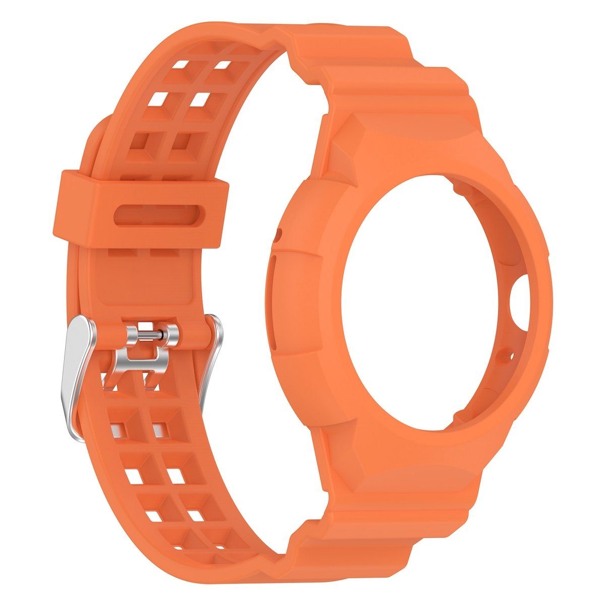 Wigento Smartwatch-Armband Für Google Pixel Watch mit Armband 1 + Schutz 2 Silikon Orange Gehäuse