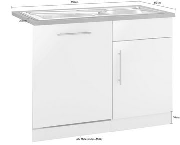 wiho Küchen Spülenschrank "Cali" 110 cm breit, inkl. Tür/Sockel für Geschirrspüler