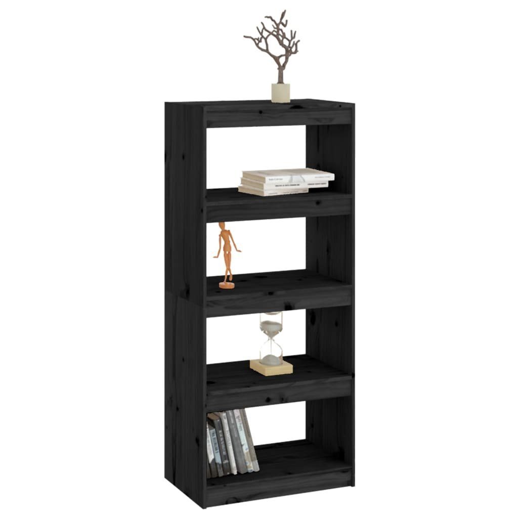 Bücherregal Kiefer Raumteiler 60x30x135,5 furnicato Schwarz cm Massivholz