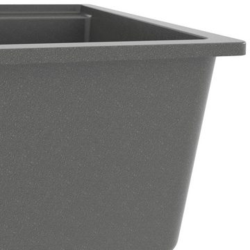 vidaXL Küchenspüle Spülbecken Küchenspüle mit Überlauf Grau Granit, 53/50 cm