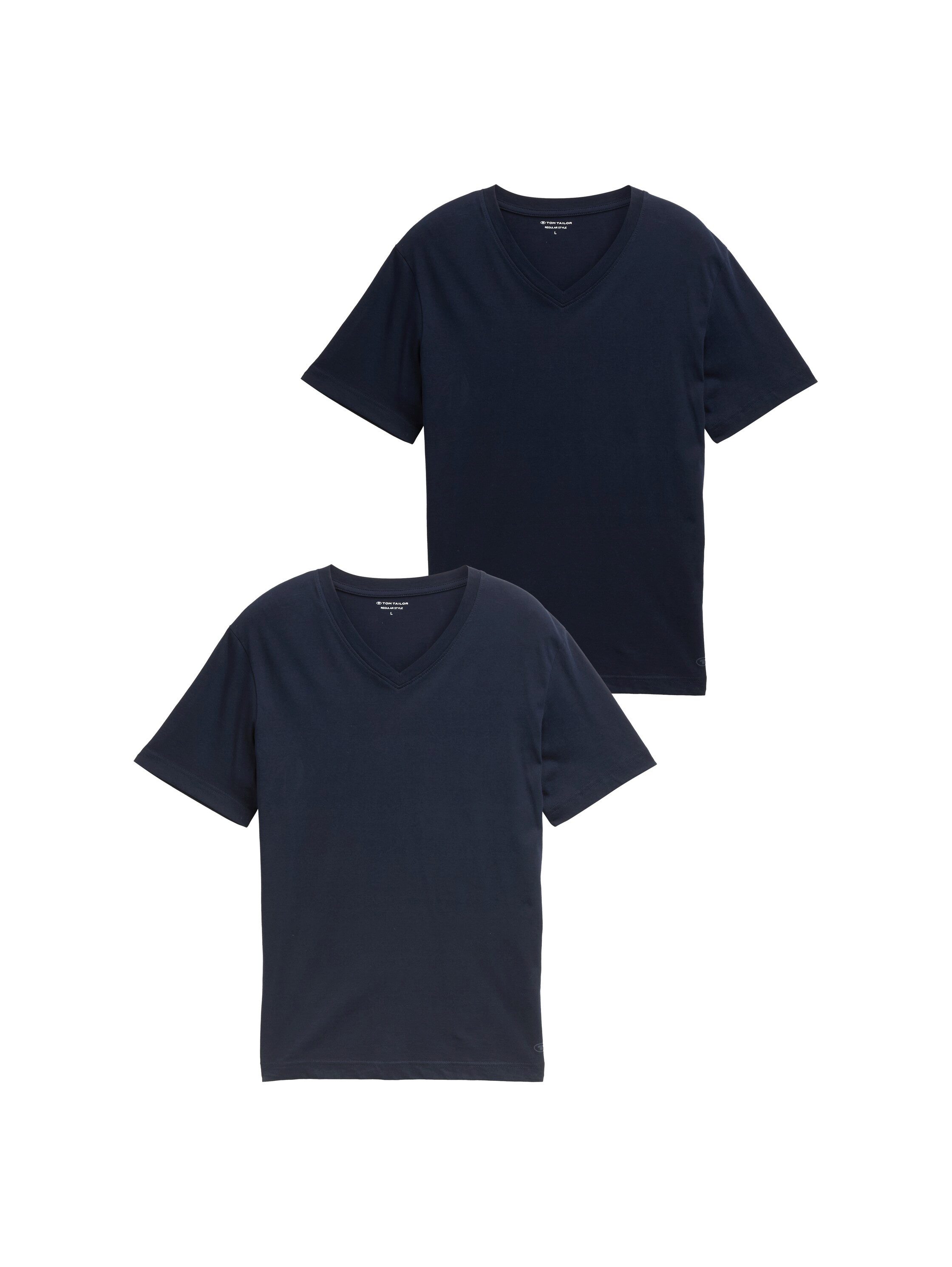 TOM TAILOR T-Shirt (Packung, 2-tlg) mit V-Ausschnitt, Doppelpack