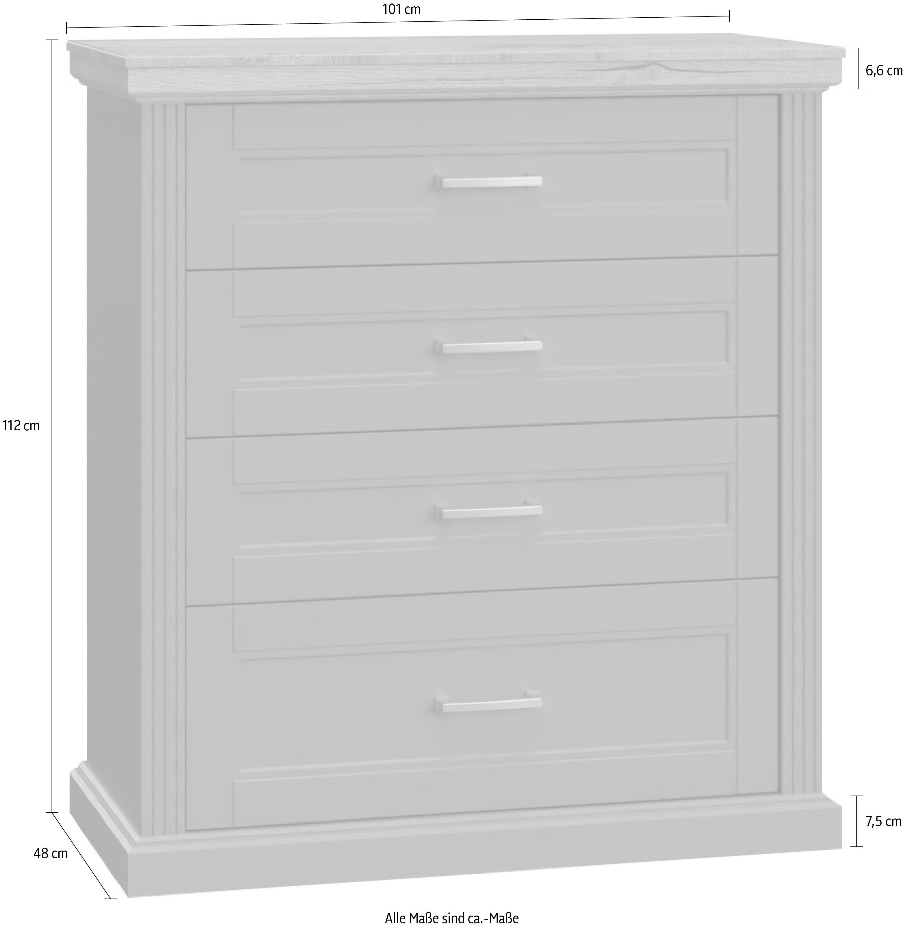 OTTO home Kommode Tara Schubkastenkommode, B/T/H: 101/48/112 cm, lackiert mit wasserbasiertem UV-Lack, Soft-Close-Funktion