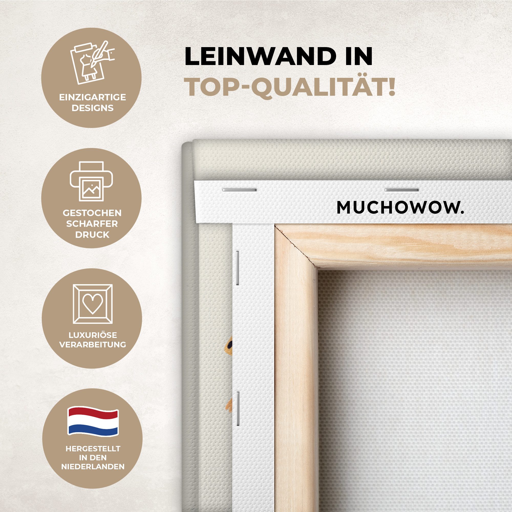 OneMillionCanvasses® Leinwandbild Kinder - Dino - Beige - Zitat - Brüllen, günstig online kaufen