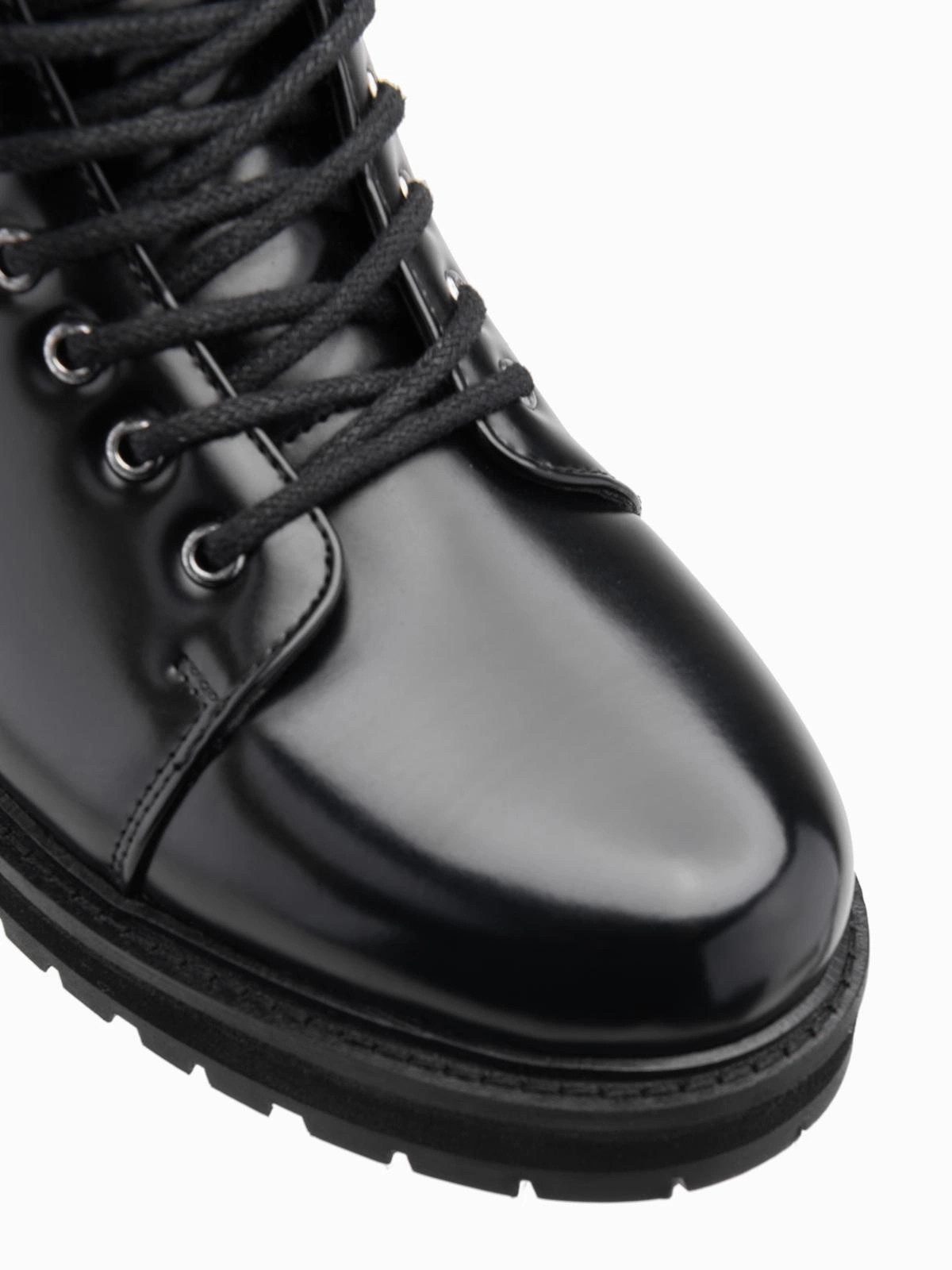 OMBRE Hohe Herren-Boots aus glänzendem Öko-Leder Schnürboots