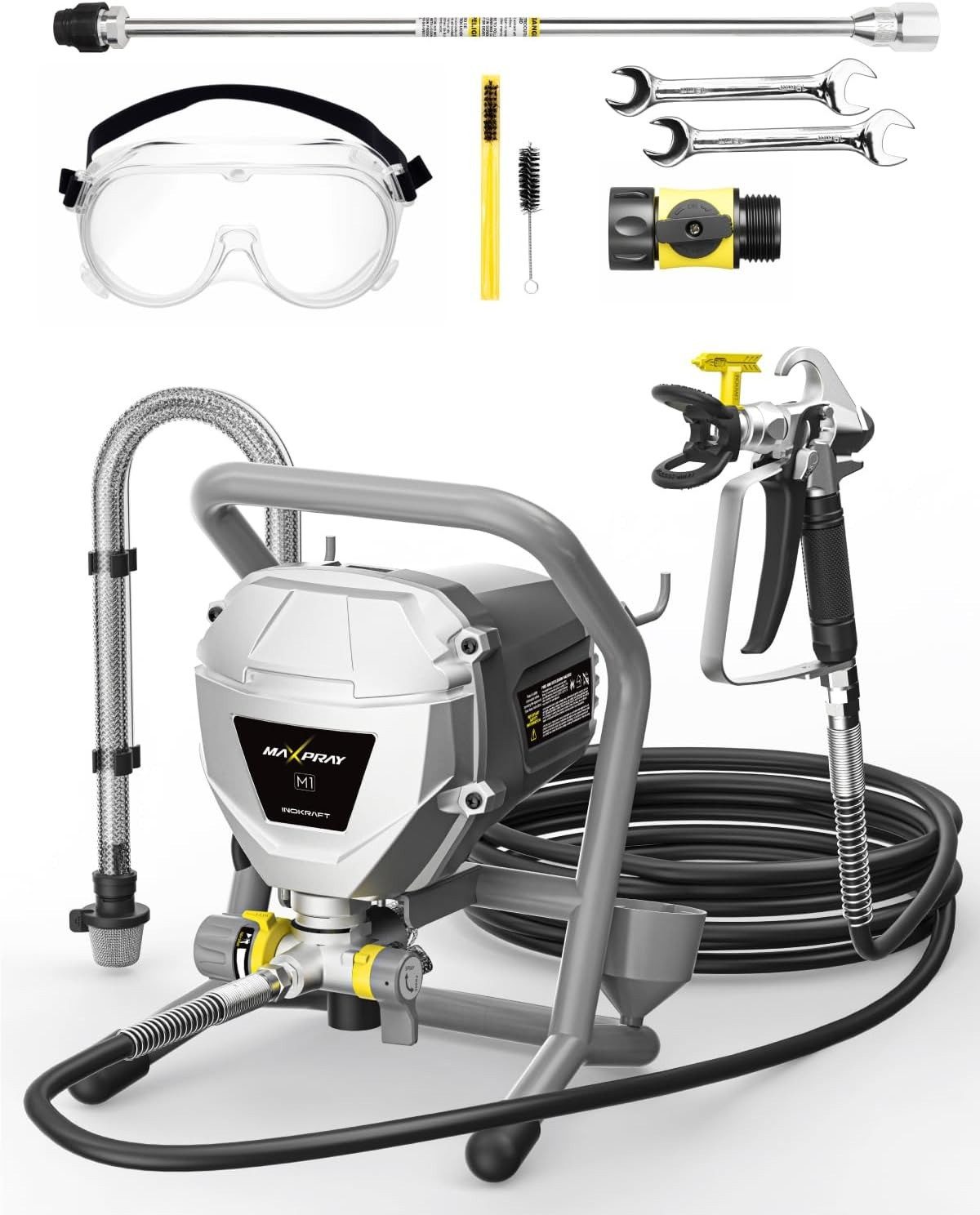 InoKraft Farbsprühgerät InoKraft M1/M3 Airless Farbspritzgerät, verdünnungsfrei, inkl. Zubehör, Verdünnungsfreies Sprühen, geringes Overspray