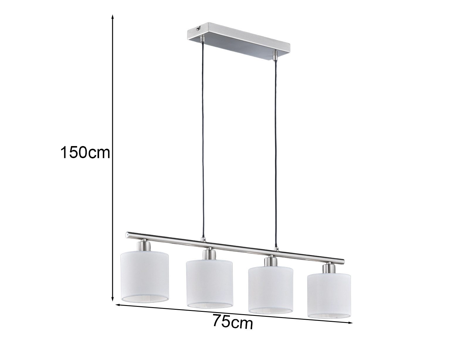 Reality Leuchten LED Pendelleuchte mit Stoffschirmen Weiß, Breite 75cm, dimmbar, LED wechselbar, Warmweiß, mehrflammig, Esstisch-Lampe hängend, Esszimmerlampe i – Bild 4 von 5