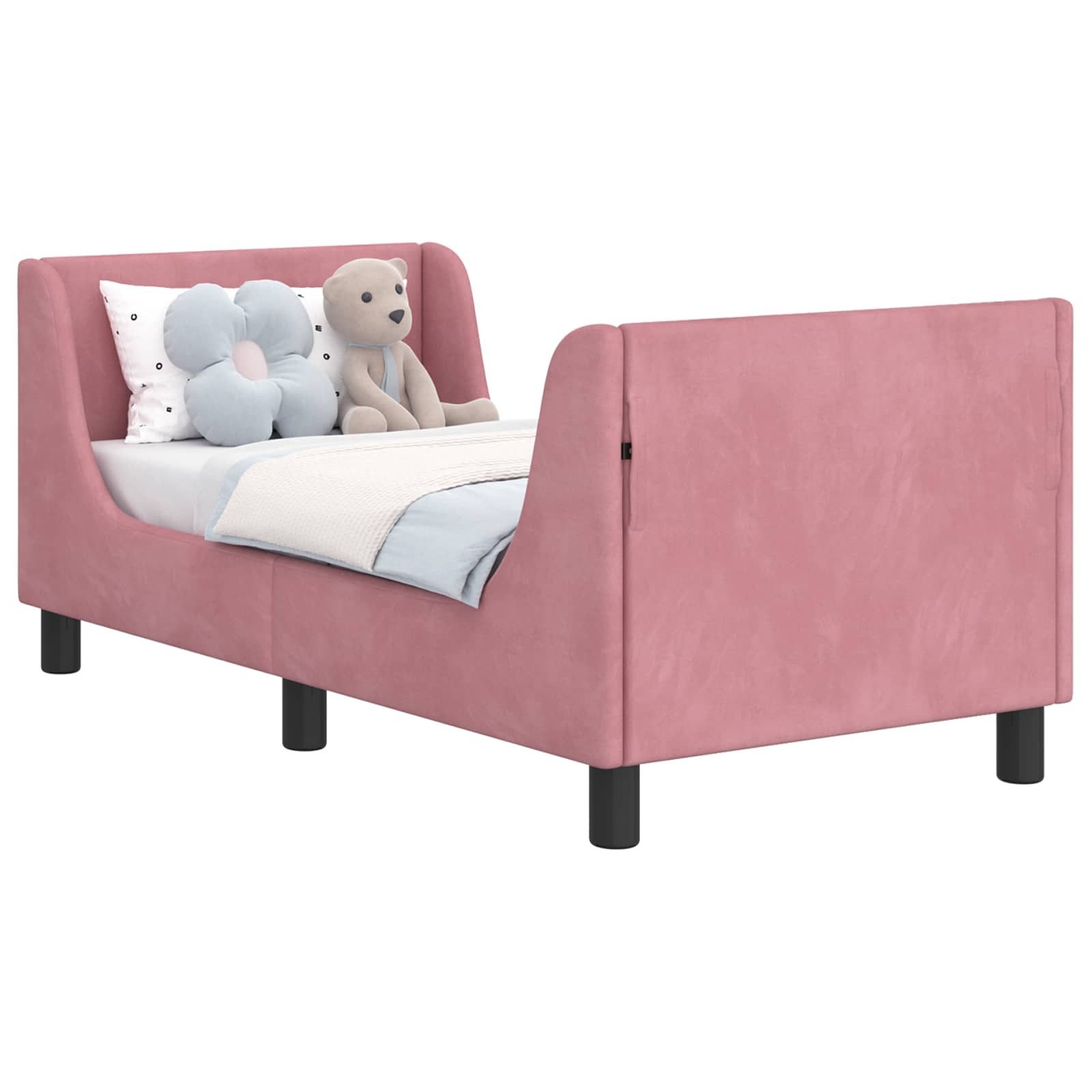 vidaXL Bett Kinderbettgestell mit Kopfteil Rosa 70 x 140 cm Samt (1-tlg) günstig online kaufen