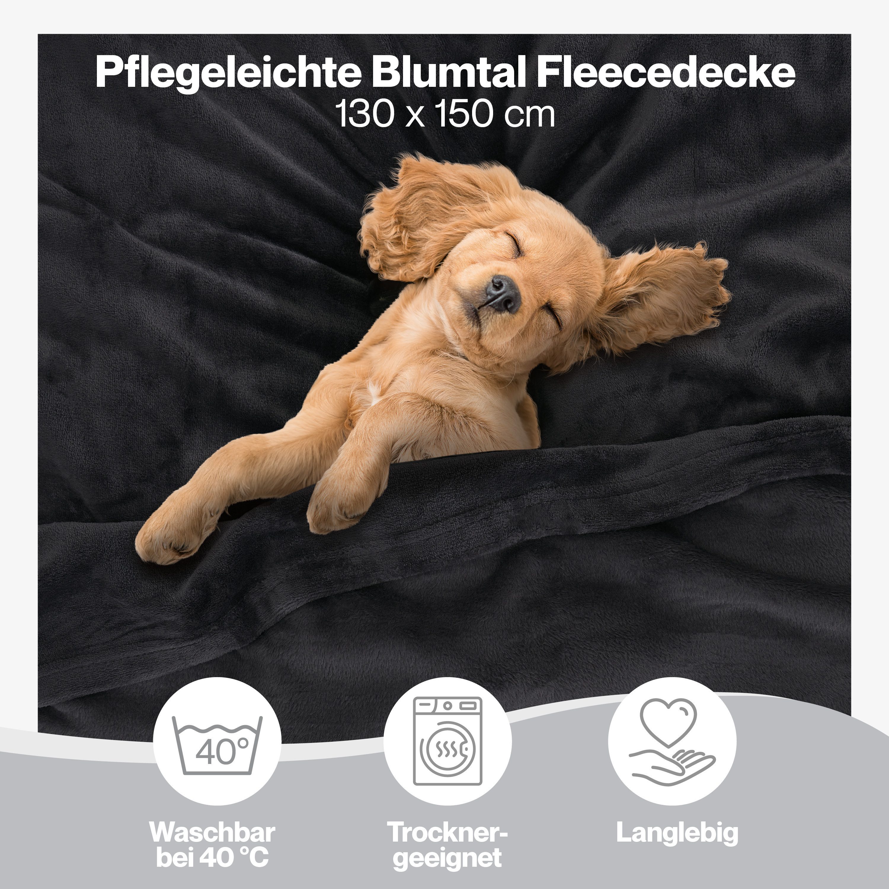 Wohndecke Kuschelige Fleecedecke, Oeko-Tex zertifizierte Decke, Blumtal