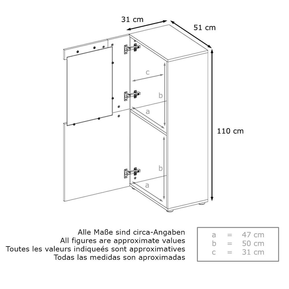 cm) mit Standvitrine x 31 dahinter Vladon 2 Movie (Standvitrine/Hängevitrine, 110 Tür, matt/Avola-Anthrazit x Absetzungen Fächer) 1 Schwarz Avola-Anthrazit in geräumige (51 großen