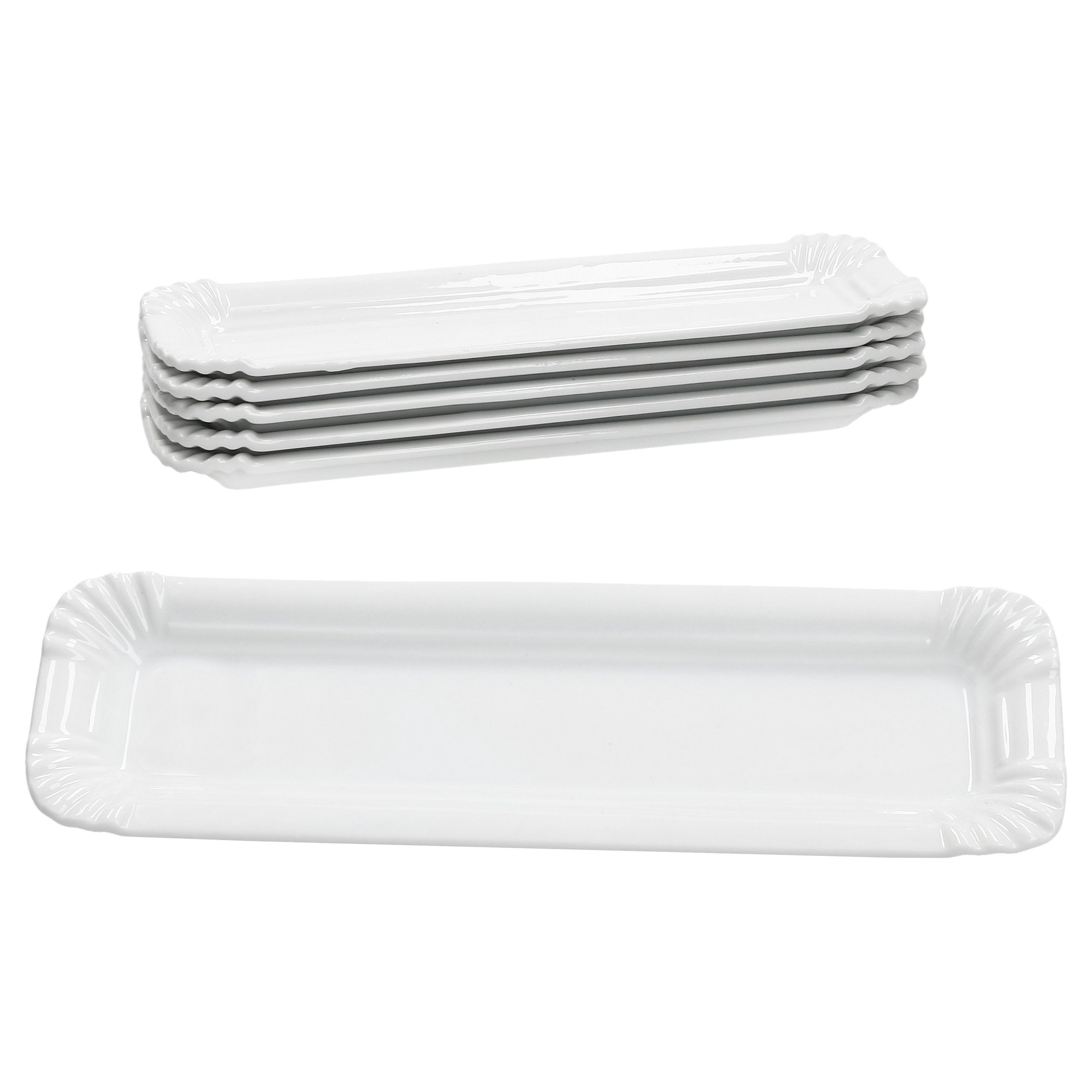 MamboCat Frühstücksteller 6x Pur Pappteller aus Porzellan 20,2x6cm weiß Servier-Teller Wurst