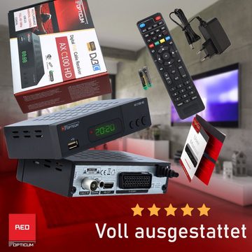 RED OPTICUM HD AX C100 schwarz Full HD DVB-C Kabel-Receiver (EPG, HDMI, USB, SCART, Coaxial Audio, Receiver für Kabelfernsehen)