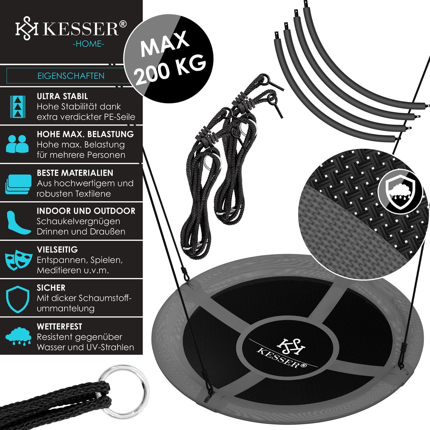 KESSER Einzelschaukel, Nestschaukel Tellerschaukel Hängeschaukel Rundschauk günstig online kaufen