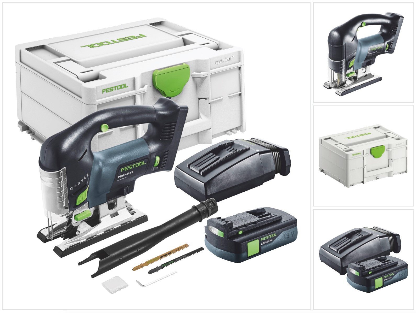 FESTOOL Kompakt-Handkreissäge CARVEX PSBC 420-Basic Akku Pendelstichsäge 18 V 120 mm Brushless + 1x
