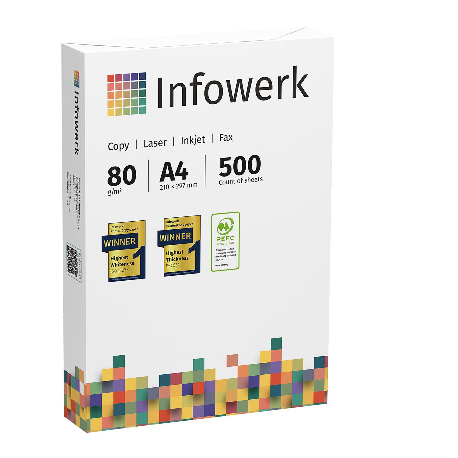 Infowerk Druckerpapier Kopierpapier 2500 Blatt A4 80g Premium Weiß Testsieger PEFC