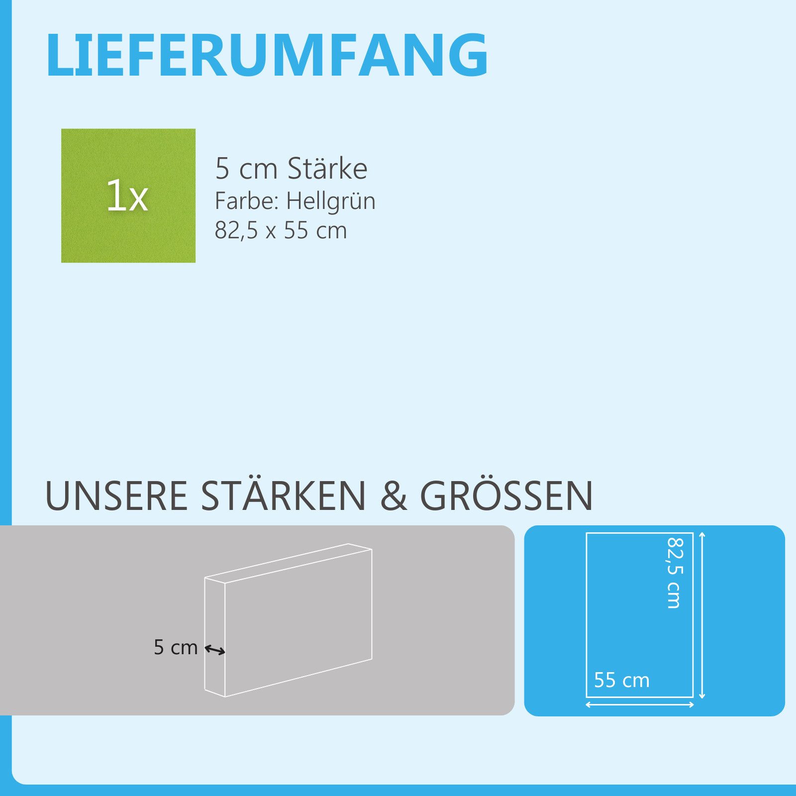 platino24 Akustikplatte Rechteck aus Basotect ® G+ mit Akustikfilz 825x550x50mm