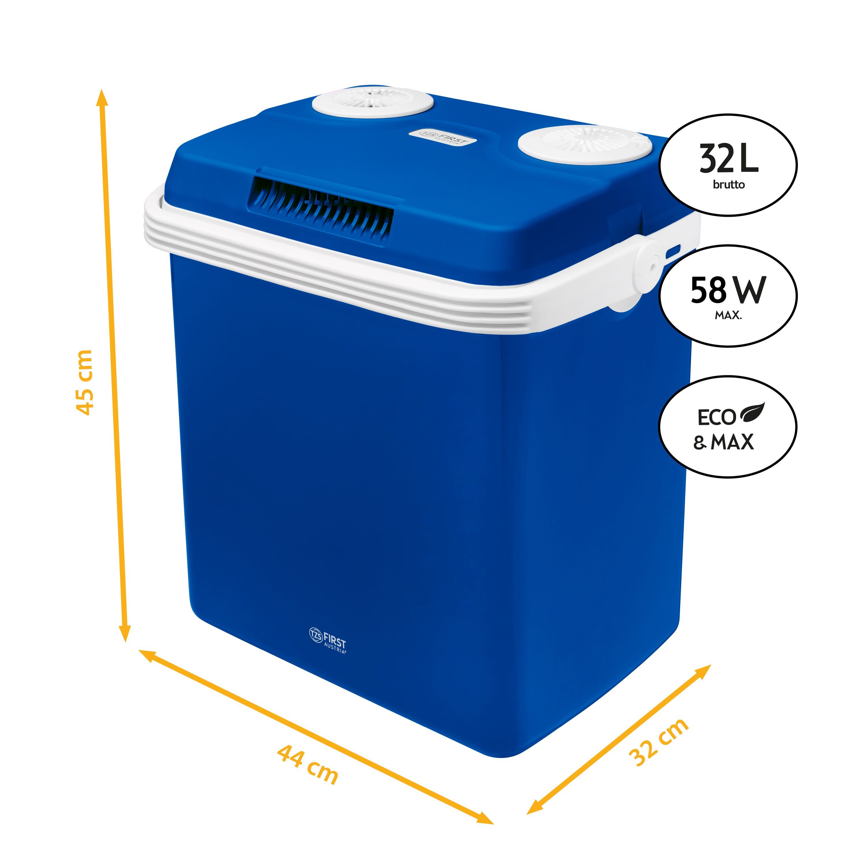 TZS FIRST AUSTRIA Elektrische Kühlbox 32L, Mini-Kühlschrank, 12V /230V Anschluss, 12-V-Stecker fürs Auto, für Camping, Festivals, Reisen, mit Kühl- und Warmhalt – Bild 3 von 5