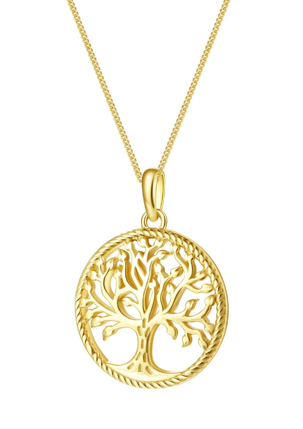Hey Happiness Silberkette Lebensbaum Kette Silber 925, 18K Vergoldet