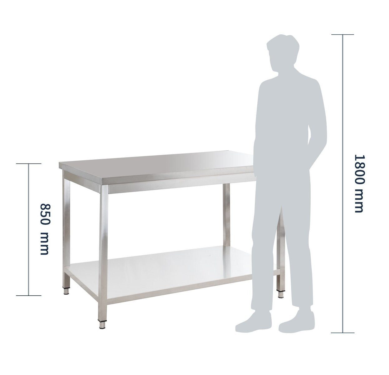 GastroHero Arbeitstisch Arbeitstisch Edelstahl Küche 100x60 cm mit Grundboden Gastro