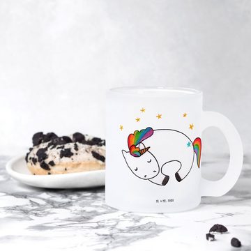 Mr. & Mrs. Panda Teeglas Einhorn Nacht - Transparent - Geschenk, Tasse, Freundin, Tasse mit He, Premium Glas, Liebevolle Gestaltung