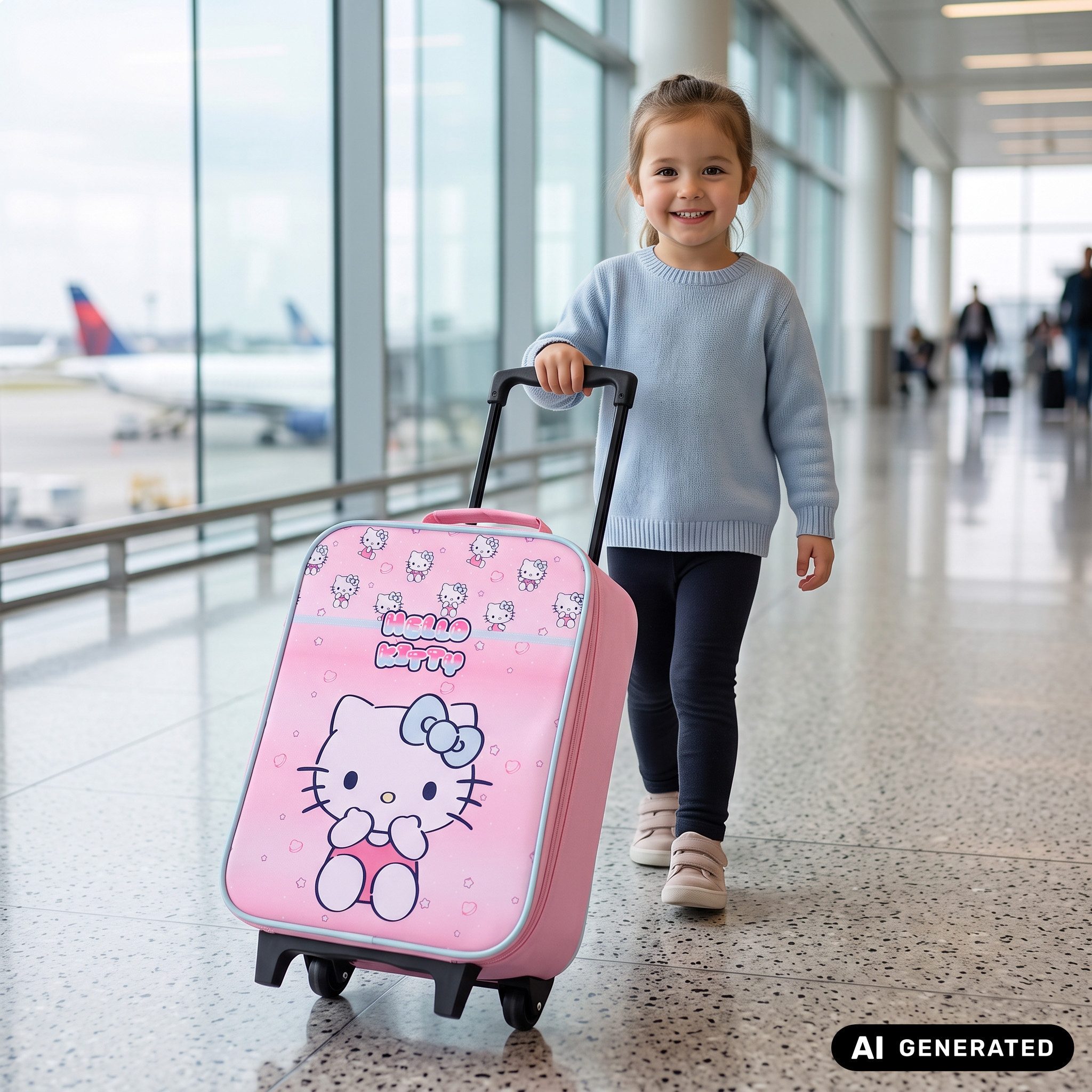 Hello Kitty Kinderkoffer Trolley Koffer Handgepäck Kinder Trolly Kindertrolley für Mädchen, Innen-Maße: 40 x 30 x 10 cm, Volumen: 12 Liter