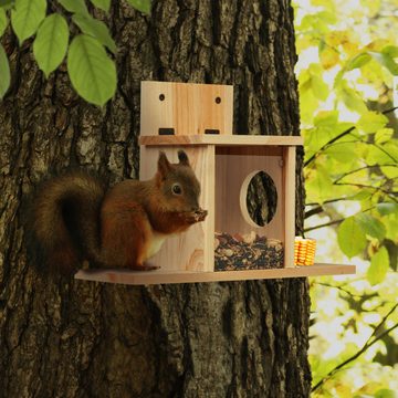 relaxdays Futterspender Eichhörnchen Futterhaus Bausatz