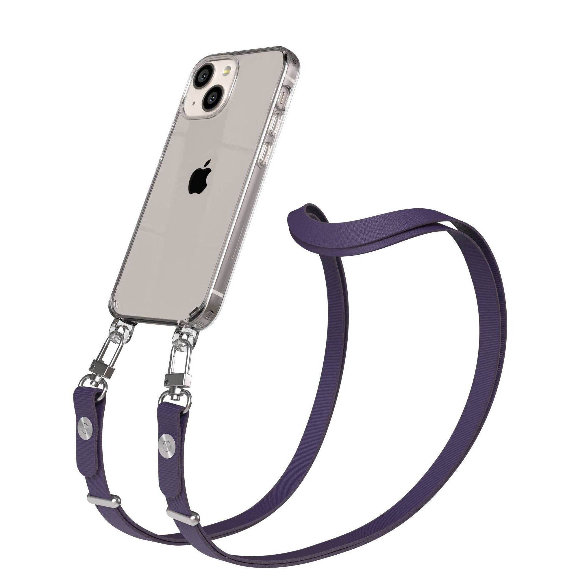 EAZY CASE Handykette für Apple iPhone 13 Mini Handyhülle mit Handyband magnetisch, Handyband in Lila im minimalistischen Design mit 2x2 Anschluss