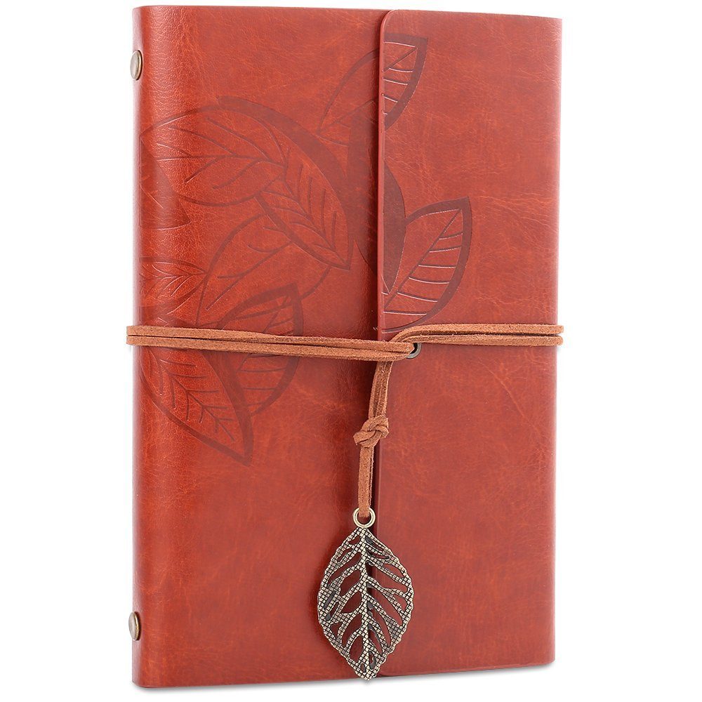 Brown Leather Notebook Notizbuch, Kunstleder Aquarellpapier Braunes PU H&S