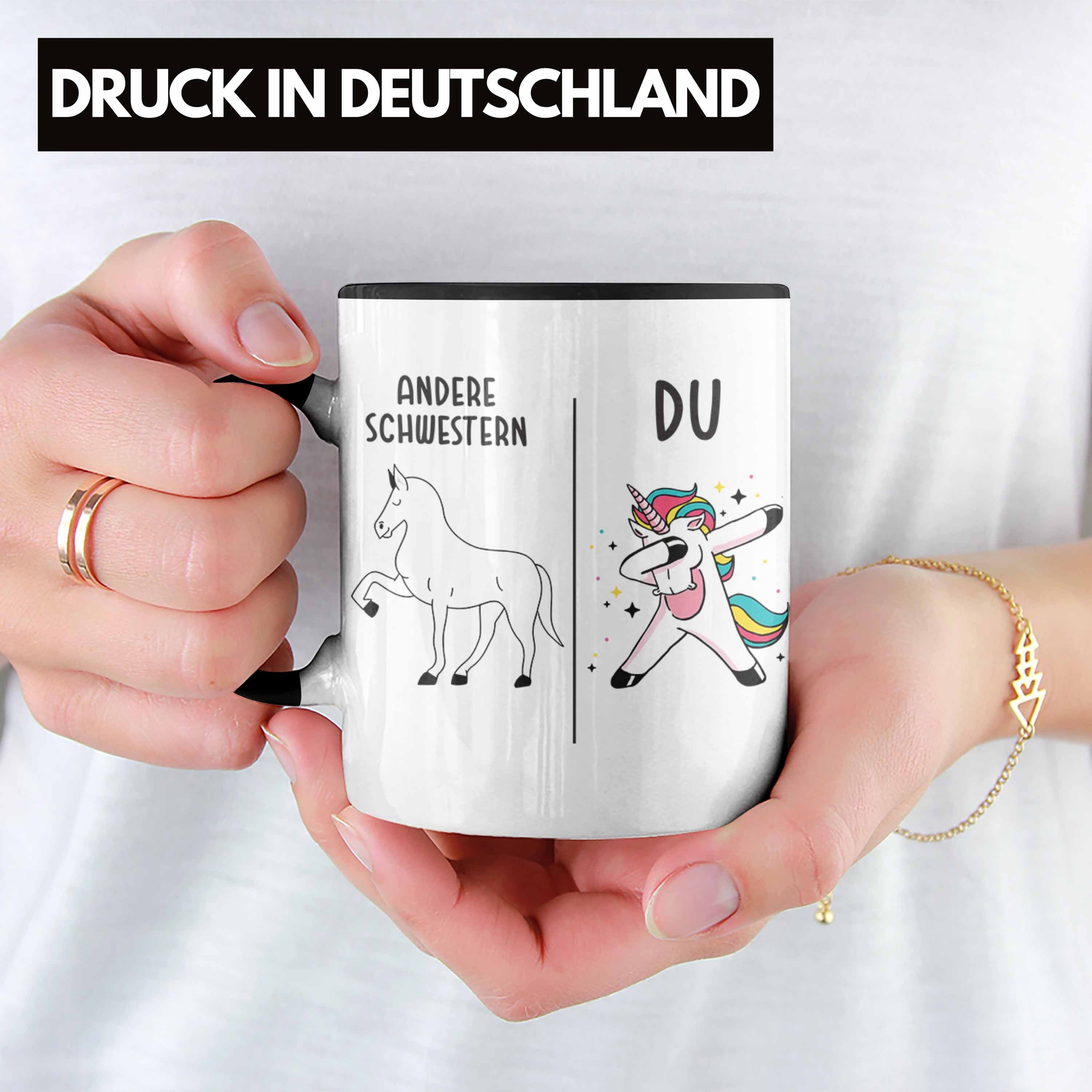 Trendation - Schwester Schwester Tasse Geschenk Trendation schwarz Geschenkideen Geburtstag Tassen mit Tasse Spruch für