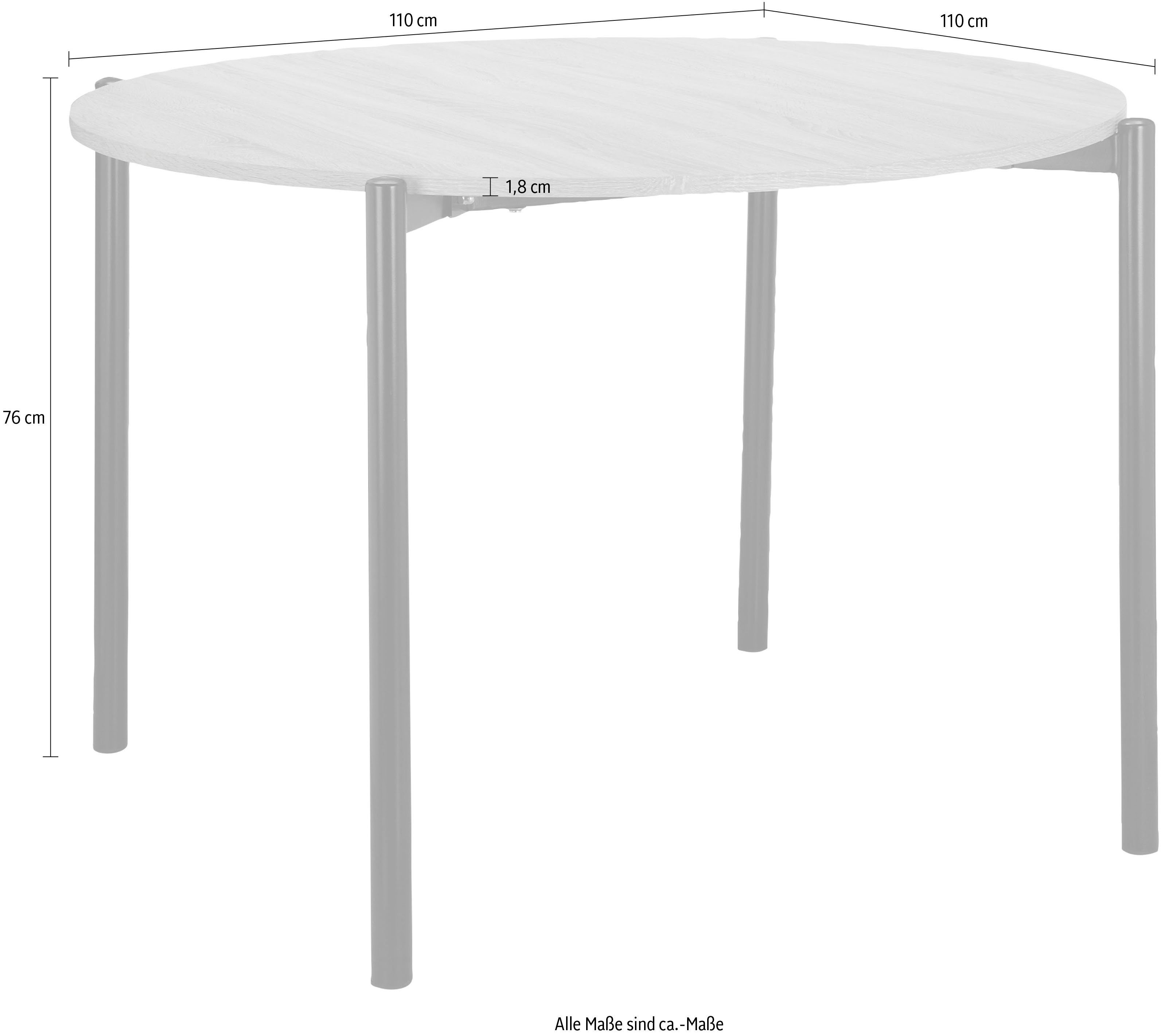 Home affaire Esstisch Retiers Optik, aus Tischplatte in 76 (1-St), Wildeiche Gestell schwarz, Höhe cm Metall