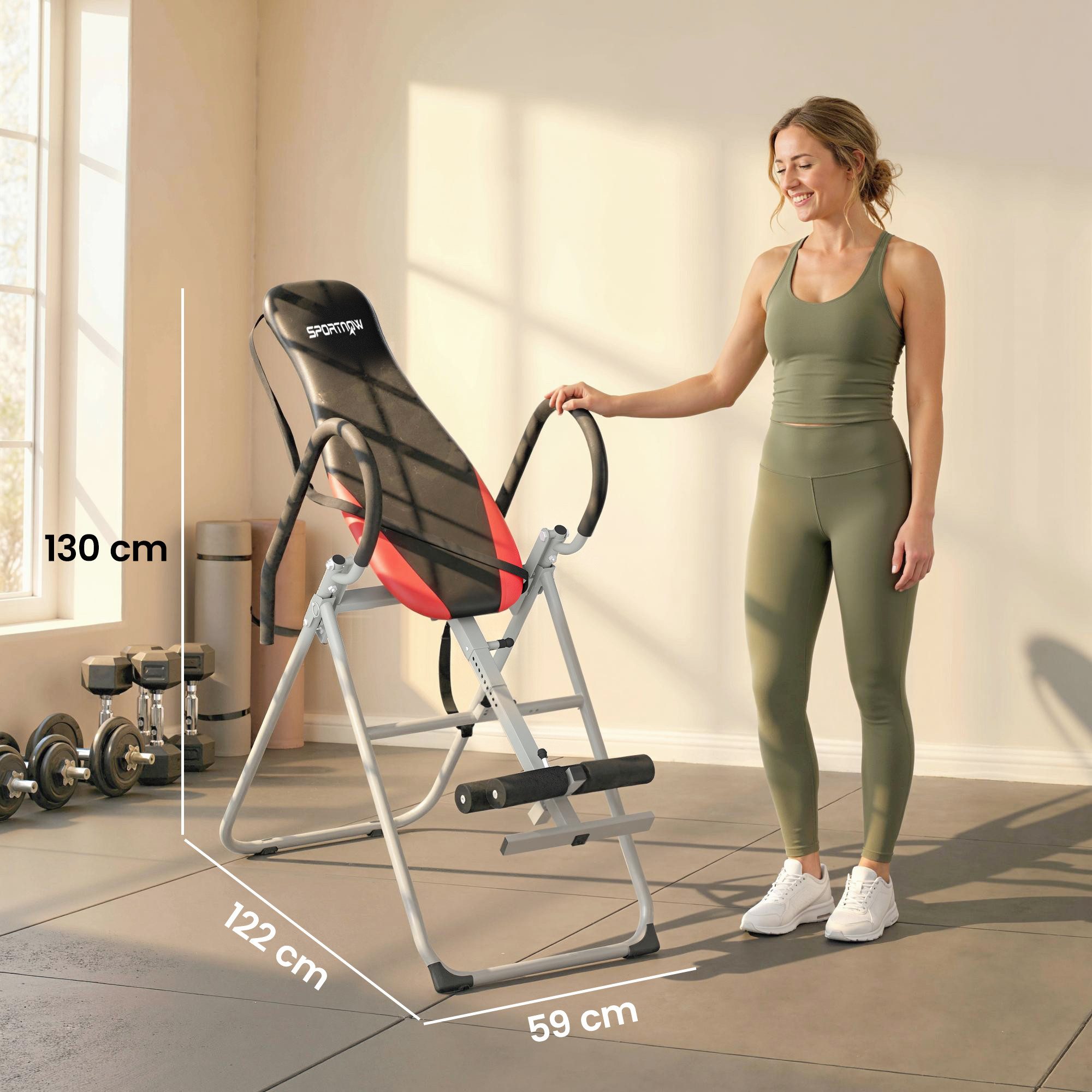 SPORTNOW Rückentrainer Schwerkrafttrainer Streckbank, (Inversionstisch, 1-tlg., Inversionsbank), bis 120kg