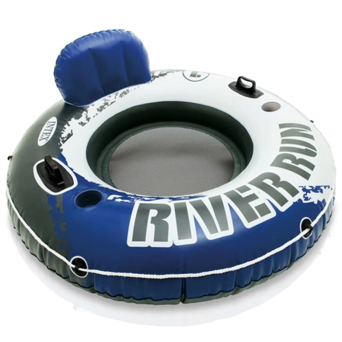 Intex Schwimmsessel Schwimmring River Run 1 (135 cm), mit zwei Becherhaltern und Haltegriffen