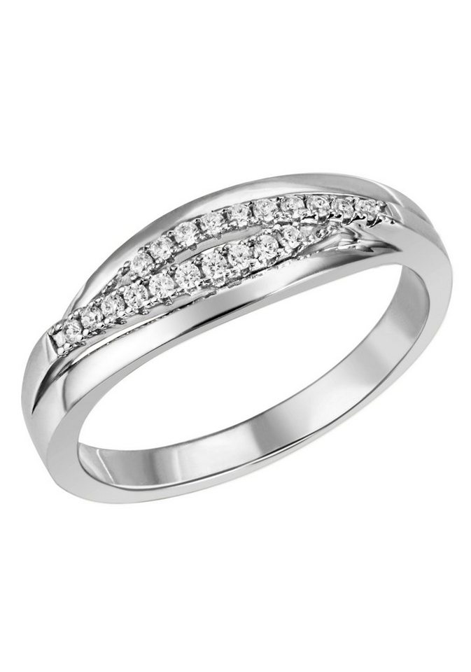 Firetti Fingerring Schmuck Geschenk Silber 925 Silberring Ring glitzernd,  zu Kleid, Shirt, Jeans, Sneaker! Anlass Geburtstag Weihnachten, Mit  funkelnden kristallweißen Zirkonia (synth.) in Pavé Fassung