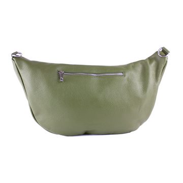 lePelou Bauchtasche CLARA KHAKI MIT WECHSELGURT, Crossbody Tasche in XXL mit 2 Gurten, echt Leder, Made in Italy, mit geräumigem Hauptfach