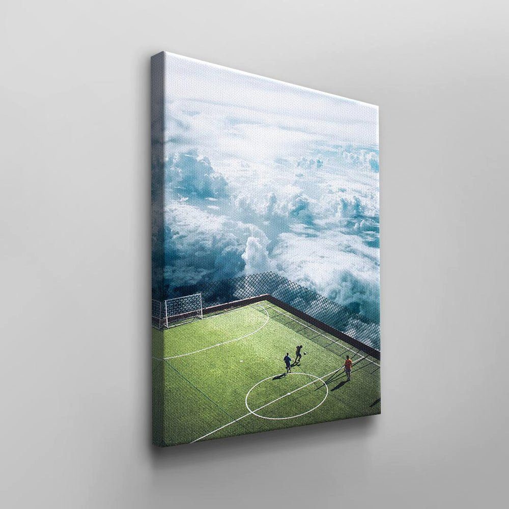 vom Moderne Rahmen DOTCOMCANVAS® Leinwandbild, Wandbild Fußballplatz schwarzer