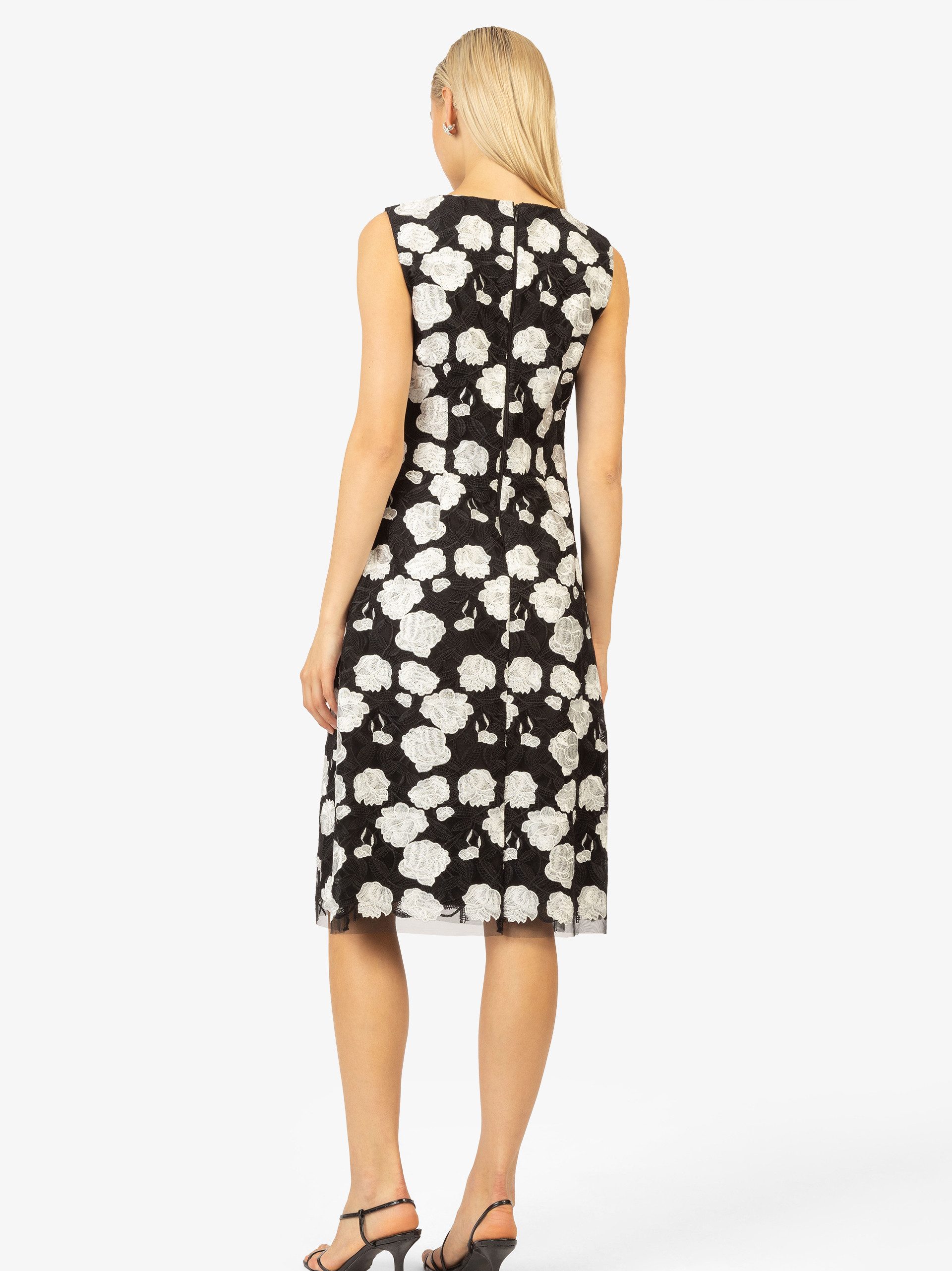 Kraimod Cocktailkleid mit Rosenprint & Spitzenkante