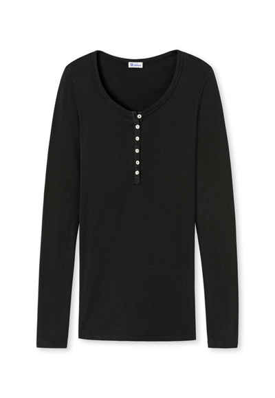 SCHIESSER REVIVAL Unterhemd Berta Button Long Shirt Perlmuttknöpfe