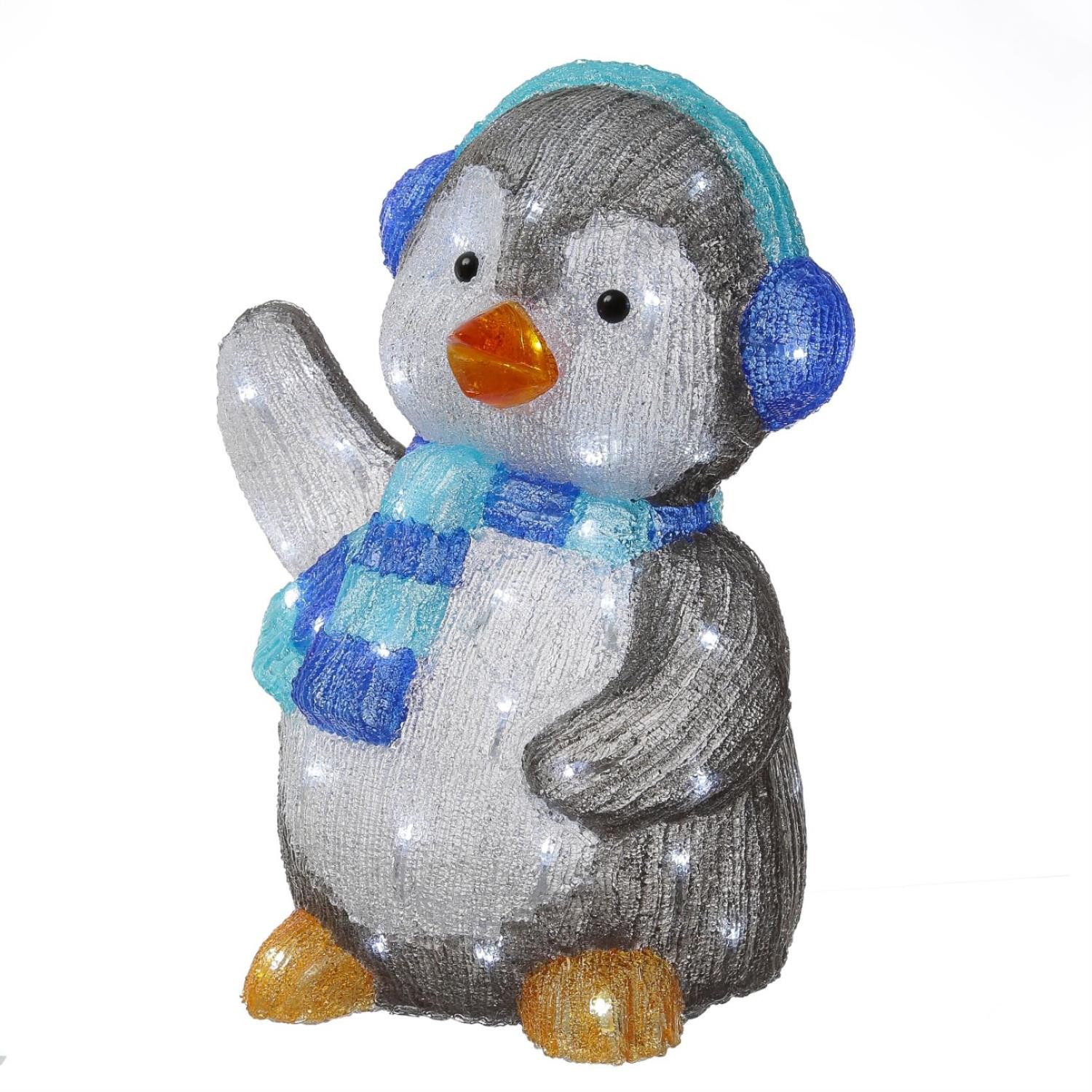 MARELIDA LED Dekofigur LED Pinguin mit Ohrenwärmer Acrylfigur Außen Weihnac günstig online kaufen