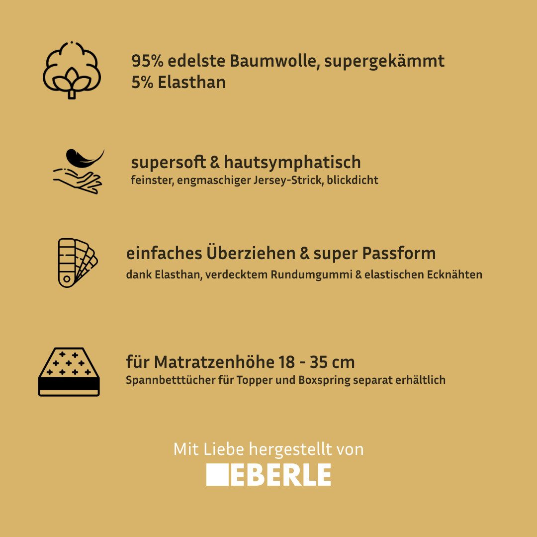 bellana Spannbettlaken Jersey-Elasthan deluxe, hochwertige Premium-Qualität (230 g/m), Jersey-Elasthan, Gummizug: rundum, (1 Stück), 95% Baumwolle, für Standardmatratzen, Wasserbetten und Boxspringbetten
